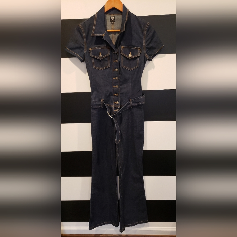 Half sleeve Jean jumpsuit